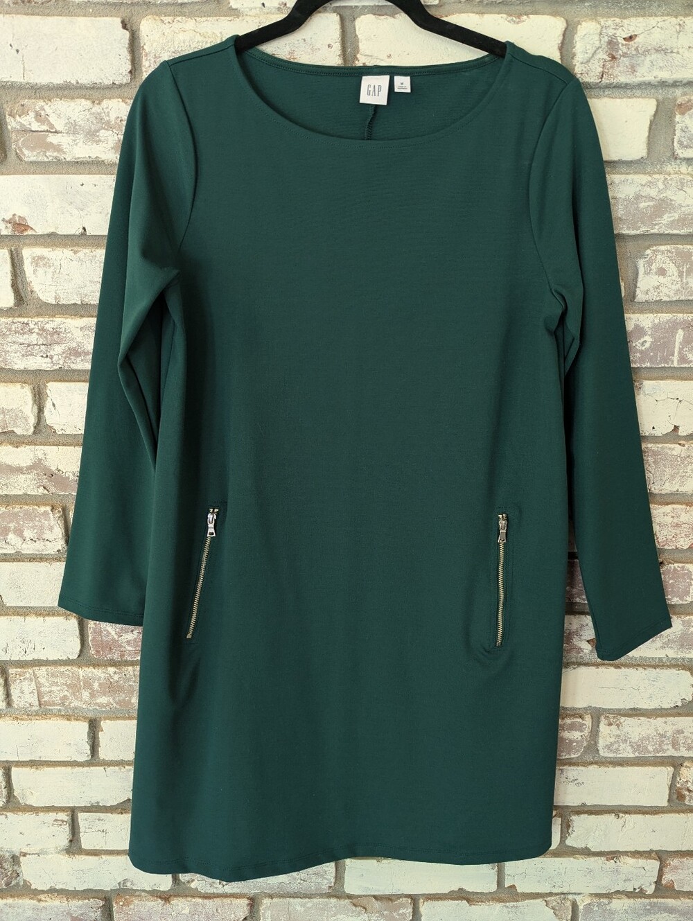 GAP Emerald Long Sleeve Shift Dress with Zip Pockets